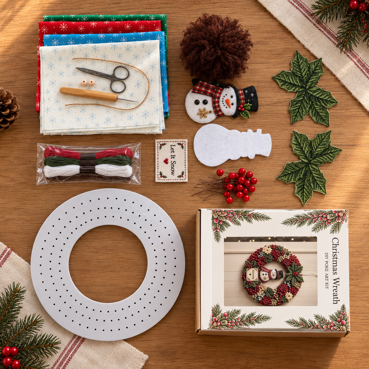 Kit corona de Navidad de tela — Kit ejemplo